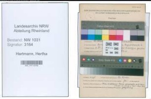 Entnazifizierung Hertha Hartmann , geb. 15.10.1900 (Witwe)