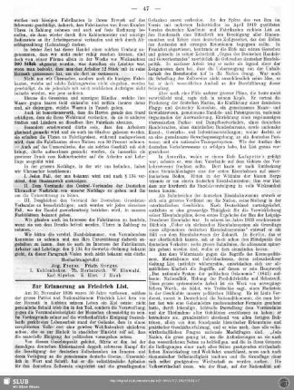 Zur Erinnerung an Friedrich List