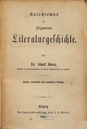 Katechismus der allgemeinen Literaturgeschichte