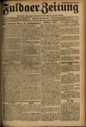 Erste Ausgabe vom Mittwoch, den 28. Mai 1924.