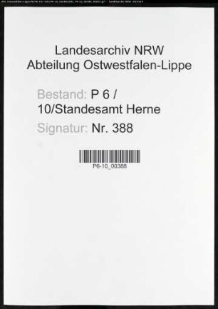 Sterberegister Standesamt Herne