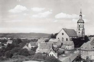 Dohna. Stadtansicht mit Stadtkirche. Blick nach Nordost