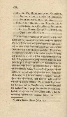 Kleine Erzählungen von Caroline, Baronin de la Motte Fouqué. [...] Magie der Natur, eine Revolutionsgeschichte von Caroline, Baronin de la Motte Fouqué