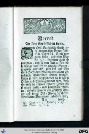Vorred an den Christlichen Leser.