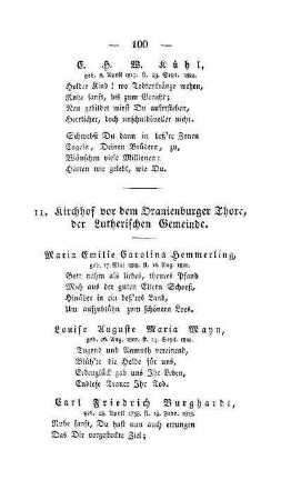 11. Kirchhof vor dem Oranienburger Thore, der Lutherischen Gemeinde
