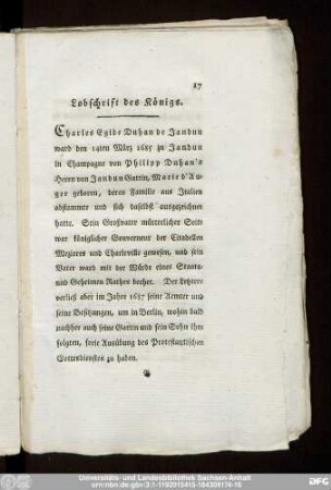 Lobschrift des Königs.
