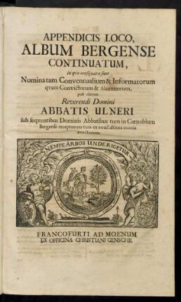 Appendicis Loco, Album Bergense Continuatum
