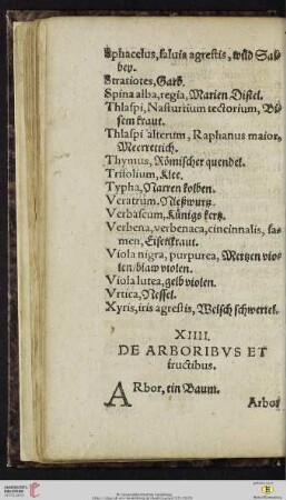 XIIII. De arboribvs et fructibus
