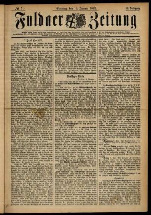 Ausgabe vom Sonntag, den 10. Januar 1892.