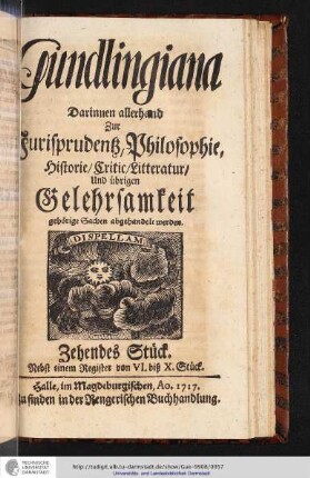 Gundlingiana Zehendes Stück