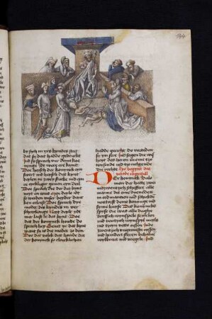 Kolorierte Federzeichnung: Urteil Salomos