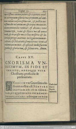 Caput XV. Gnorisma Undecimum, In Fide Et Christo, Adeoque Vita Christiana proficere & perseverare