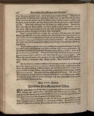 Das XVII. Capitel. Von denen Kranckheiten derer Zähne