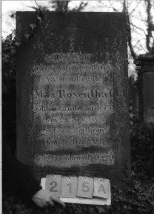 Grabstein 215 (Index: 100093598) Maße HxBxT: 162x59x26 cm: Grabstein 215A