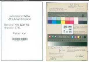 Entnazifizierung Karl Rickert , geb. 13.11.1893 (Studienrat)