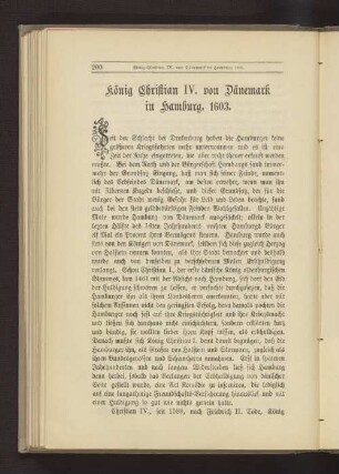 König Christian IV. von Dänemark in Hamburg. 1603.