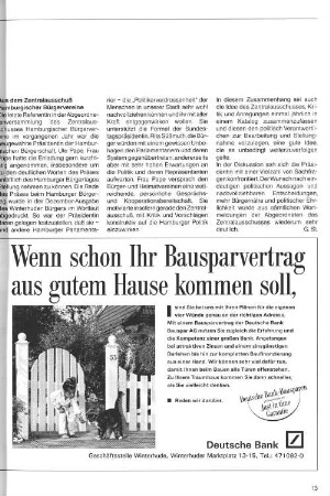 Aus dem Zentralausschuß Hamburgischer Bürgervereine