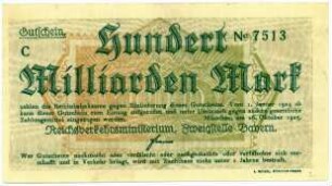 Geldschein / Notgeld, 100 Milliarden Mark, 26.10.1923