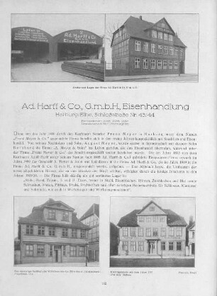 Ad. Harff & Co., G.m.b.H., Eisenhandlung Harburg/Elbe, Schloßstraße Nr. 43/44