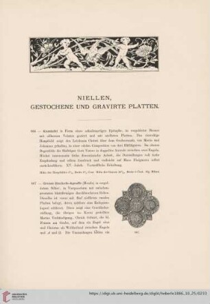 Niellen, gestochene und gravirte Platten (Nr. 866 - 883)