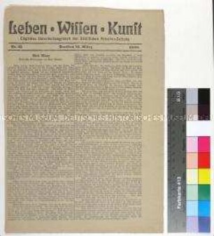 Titelblatt der Zeitschrift "Leben Wissen Kunst" mit Erinnerungen von Paul Lafargue an Karl Marx anlässlich dessen 25. Todestag