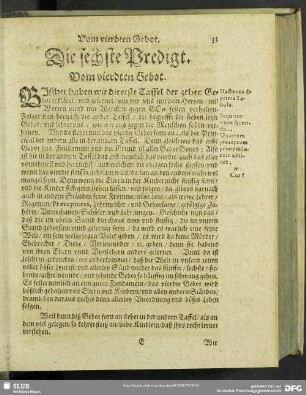 Die sechste Predigt. Vom vierdten Gebot