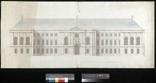 Aufriss einer Längsseite des Schlossneubaus als Dreiflügelanlage