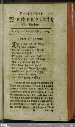 69. Stück den 31. May 1773