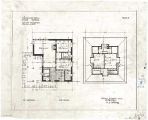 Bestelmeyer, German; Berlin - Wannsee; Landhaus und Gästehaus Dr. Jeidels - Gästehaus (Grundriss EG und DG)