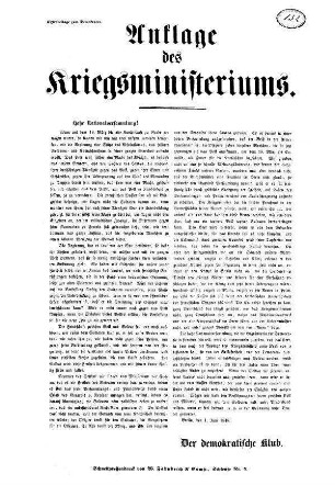Anklage des Kriegsministeriums.