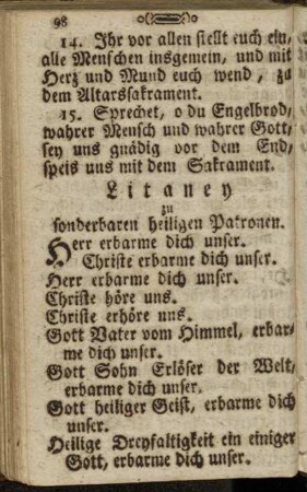 Litaney zu sonderbaren heiligen Patronen.