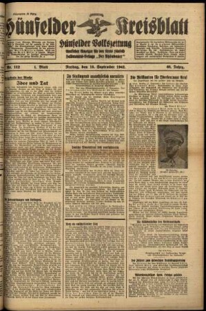 Erste Ausgabe vom Freitag, den 18. September 1942.