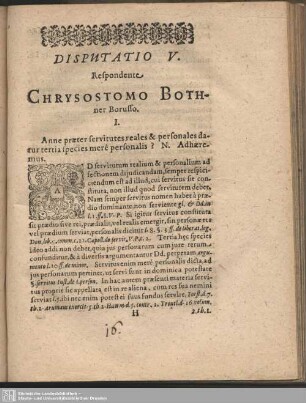 Disputatio V. Respondente Chrysostomo Bothner