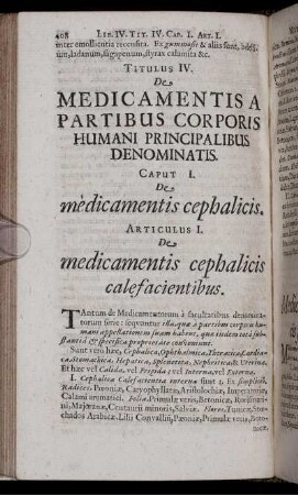 Titulus IV. De Medicamentis A Partibus Corporis Humani Principalibus Denominatis