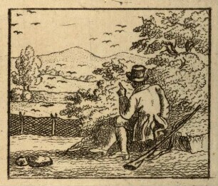 Hüssener, Auguste (unsicher): Studienblatt mit Darstellung eines ruhenden Jägers
