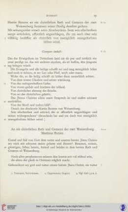 An ein christlichen Rath und Gemeyn der statt Weissenburg. Martinus Butzer