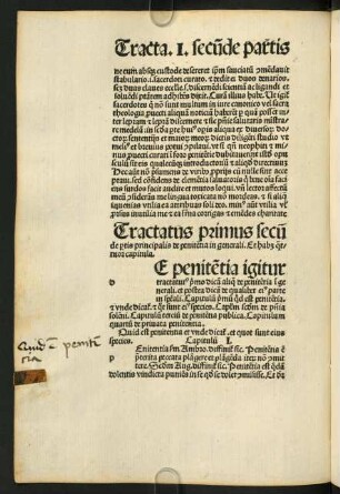 Tractatus primus secunde partis principalis de penitentia in generali.
