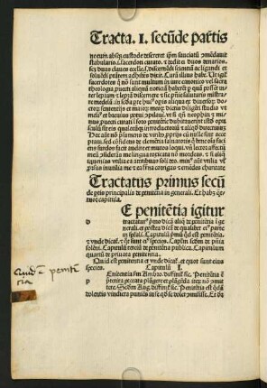 Tractatus primus secunde partis principalis de penitentia in generali.