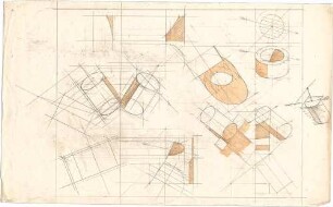 Lange, Ludwig; Darstellende Geometrie - Schattenwürfe an Zylindern u. Hohlzylindern (Ansichten)