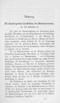 Anhang. Die hamburgensien-Ausstellung des Museumsvereins.