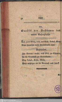 22. Supplik der Bestürmer des neuen Gesangbuchs