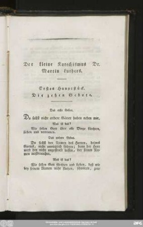 Der kleine Katechismus Dr. Martin Luthers.