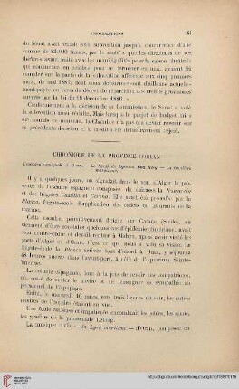 Chronique de la province d'Oran