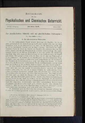 Zur physikalischen Didaktik und zur physikalischen Philosophie.