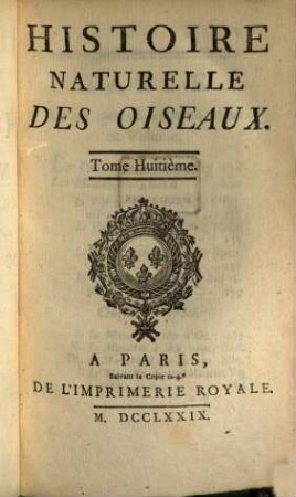 Histoire naturelle des oiseaux, T.8