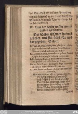 IX. Von der Liebe unsers gecreutzigten Heylandes.