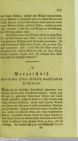 Verzeichniß der in der Ober-Lausitz wachsenden Orchideen