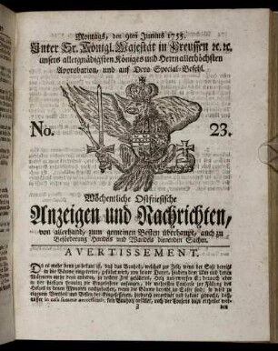 No. 23. Montags, den 9ten Junius, 1755.