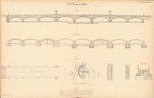 Auebrücke, Zeitz: Ansicht, Grundriss, Schnitte 1:150