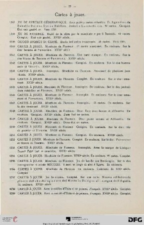 Cartes à jouer (Nr. 1237-1266)